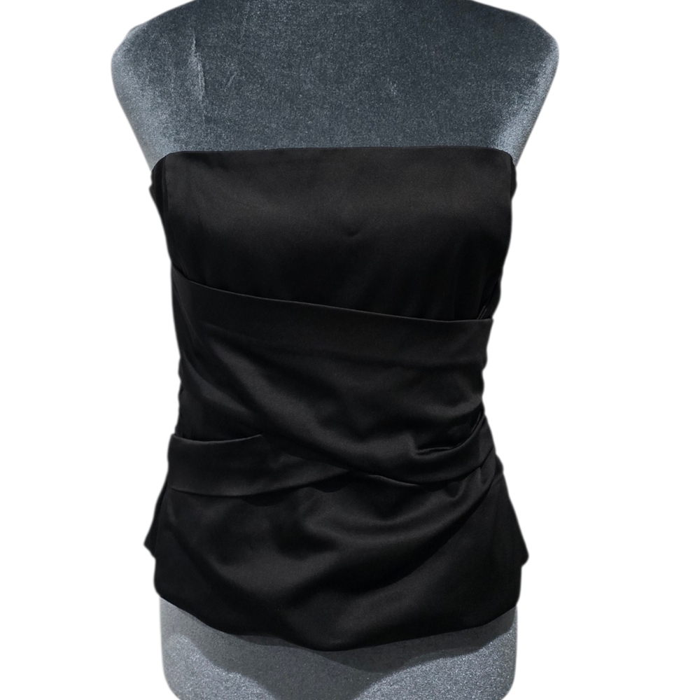 BCBGMaxAzria Black Strapless Satin Top